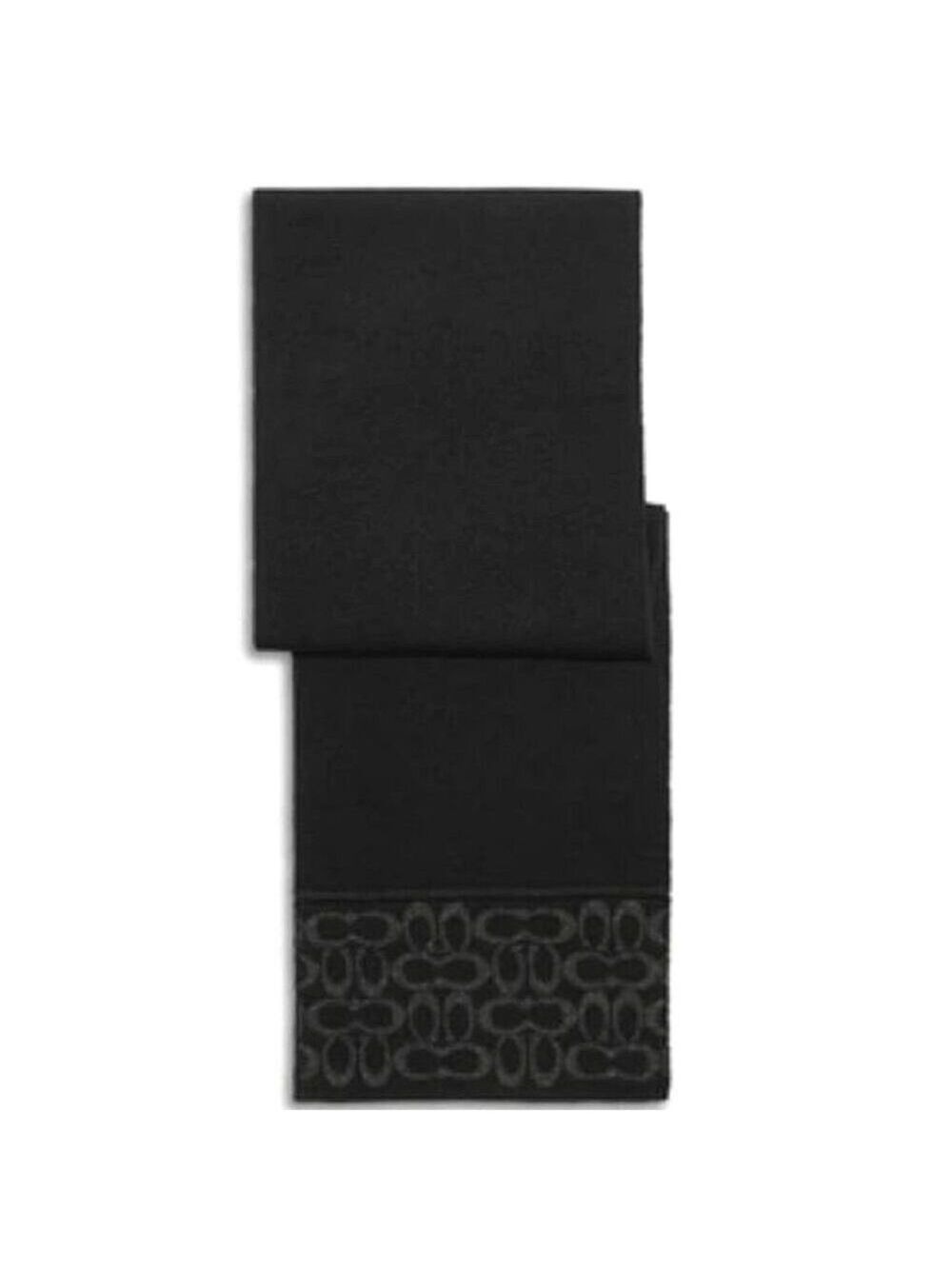 COACH BLACK WOOL SIGNATURE OBLONG SCARF